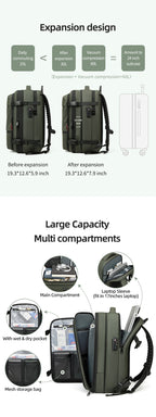 Packing cube with expansion design and multiple compartments on a white background