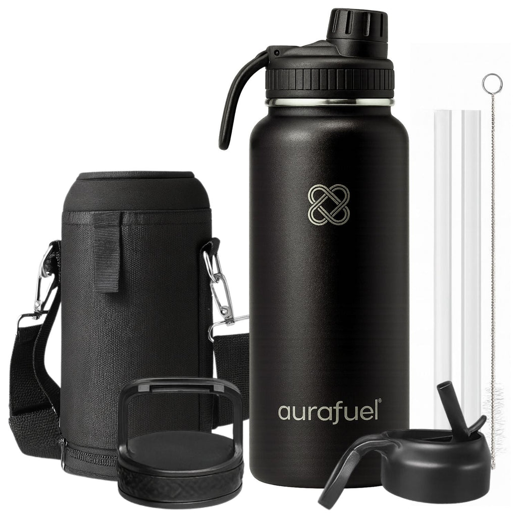 Stainless Steel Drink Bottle – Black – 32oz or 950ml Insulated Bottle-3