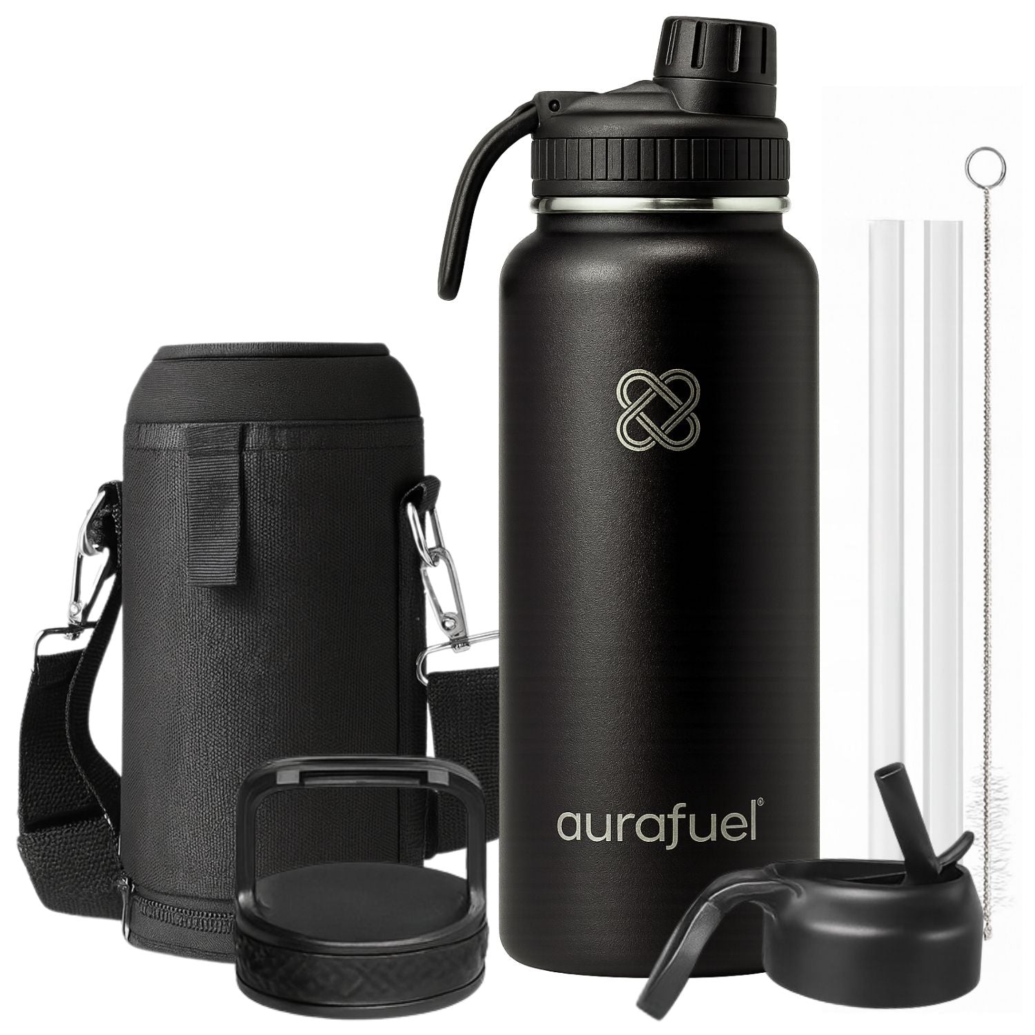 Stainless Steel Drink Bottle – Black – 32oz or 950ml Insulated Bottle-3