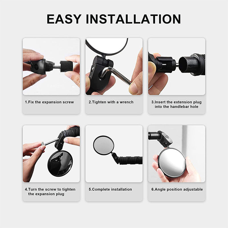 Step-by-step guide on how to install a mirror extension on a handlebar.