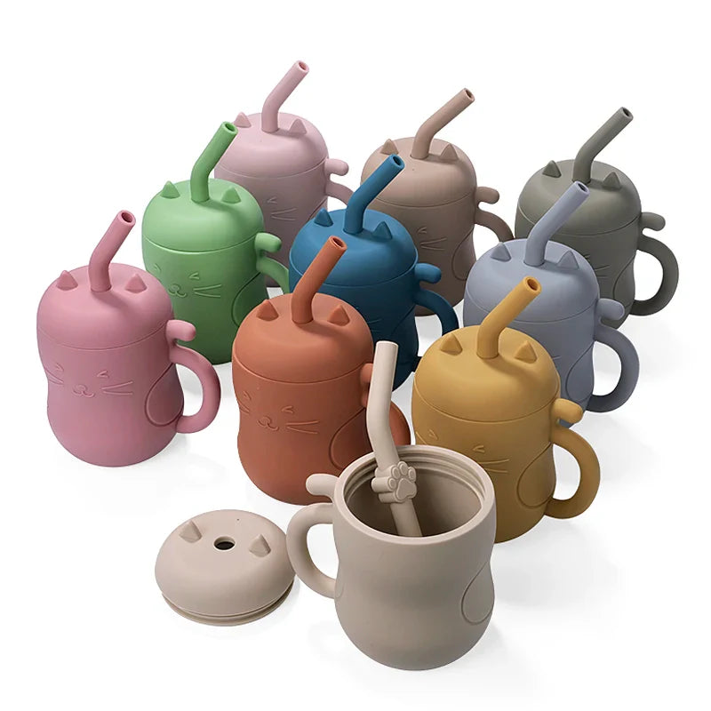 Silicone Straw Water Bottle – Soft, Safe & Kid‑Friendly Design 200ml-1