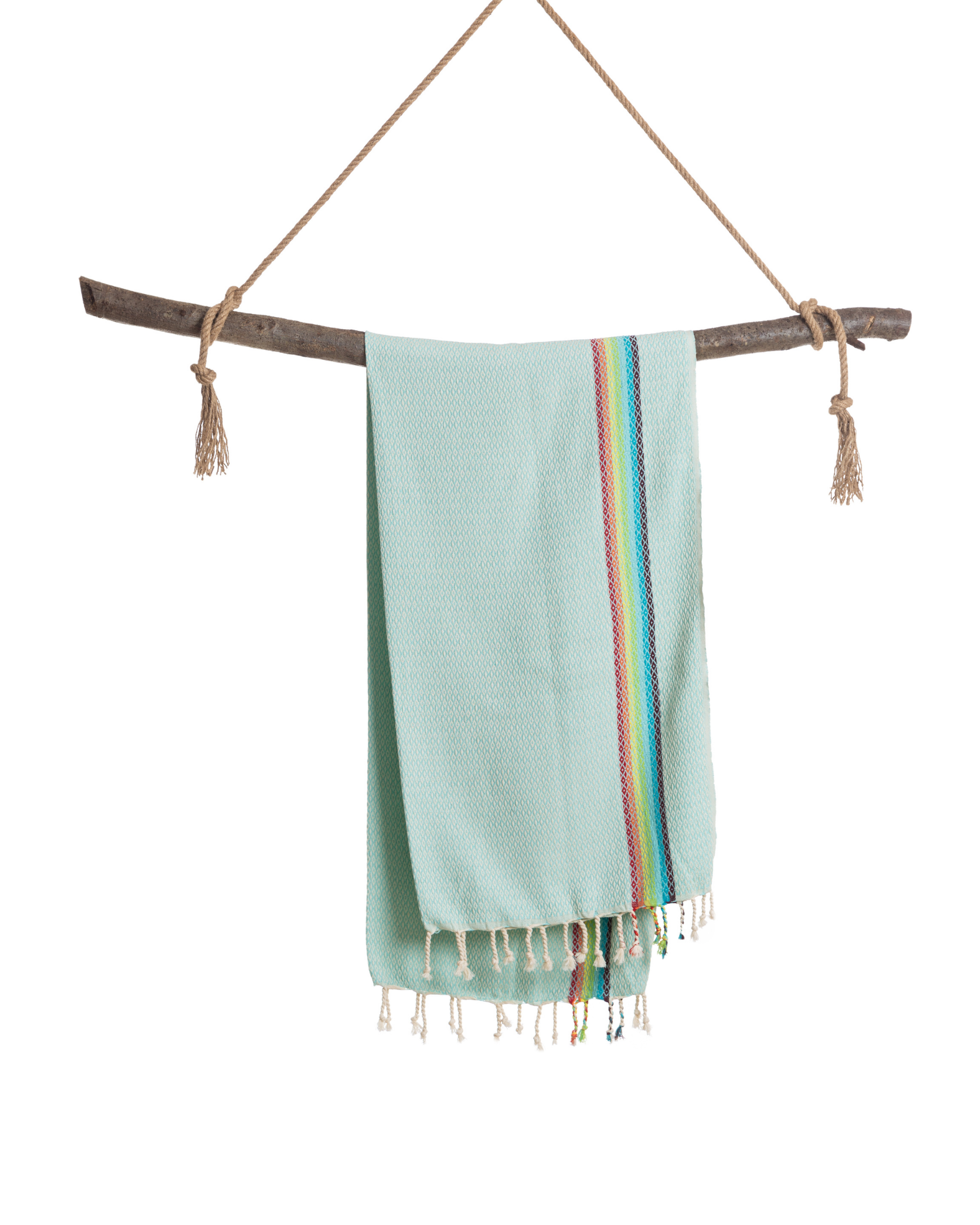 RAINBOW Hammam Towel – Mint – Turkish Beach Towel, Spa & Sauna Towel-1