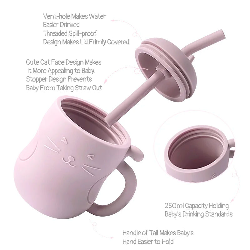 Silicone Straw Water Bottle – Soft, Safe & Kid‑Friendly Design 200ml-2
