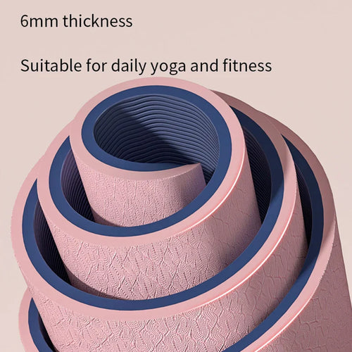 Double‑Sided Non‑Slip TPE Yoga Mat with Strap – Pink-1