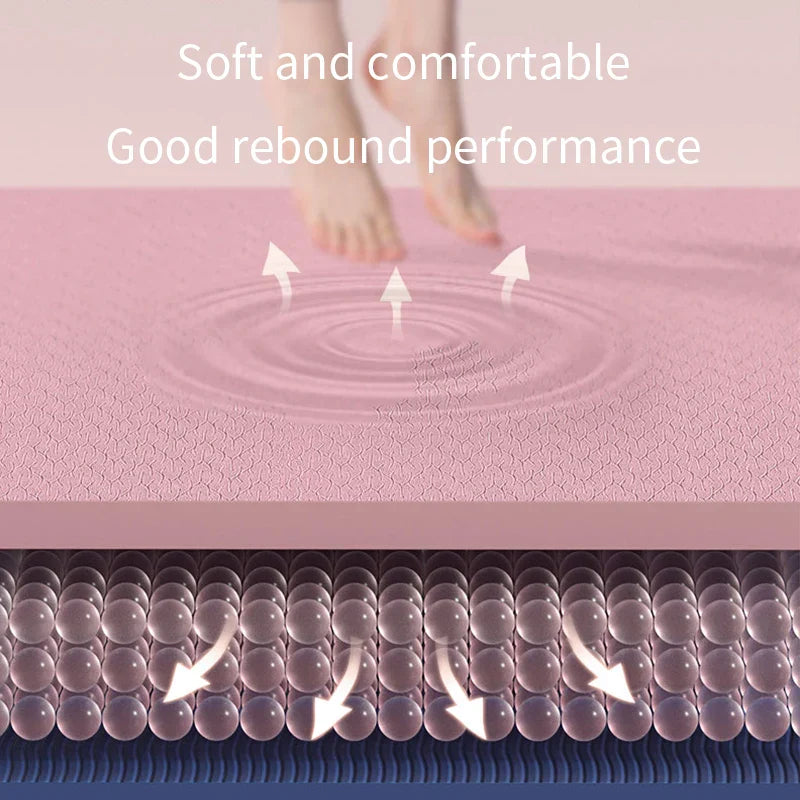 Double‑Sided Non‑Slip TPE Yoga Mat with Strap – Pink-3