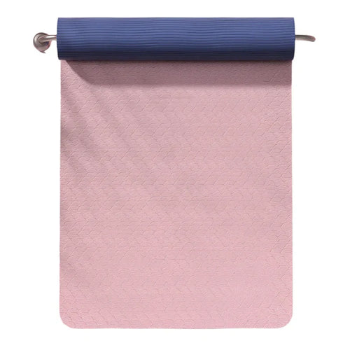 Double‑Sided Non‑Slip TPE Yoga Mat with Strap – Pink-0