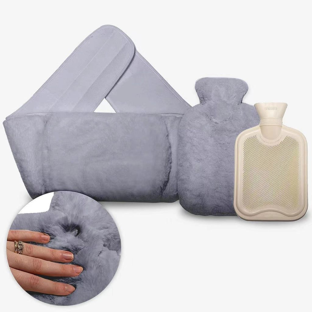Rubber Foot Warmer Hot Water Bottle – Soft Plush Cover, Cozy Winter Comfort