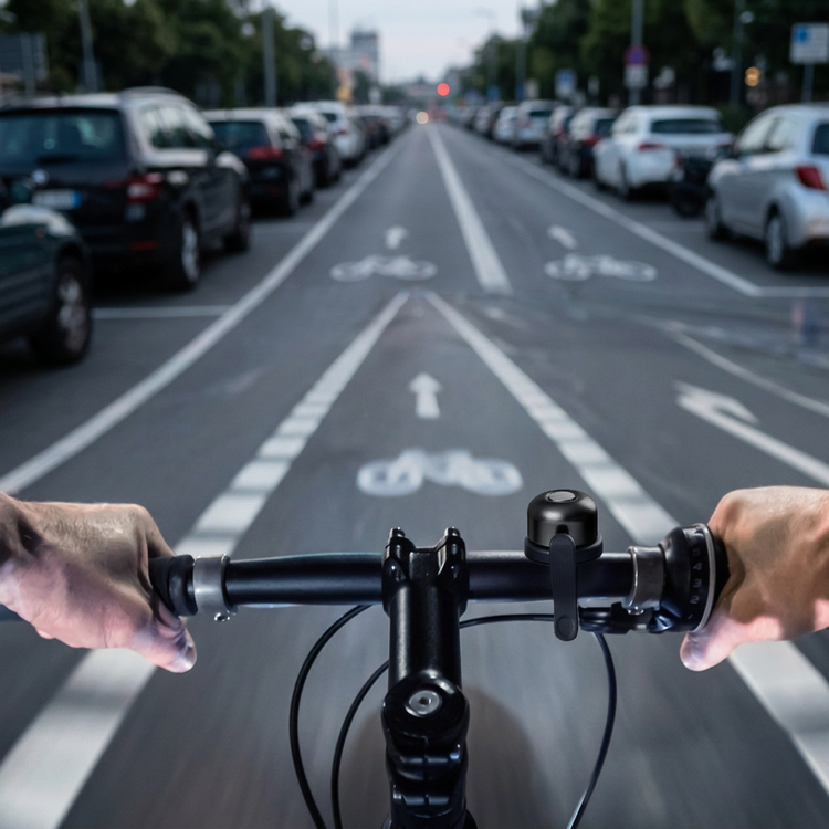 Natural cycling scene with a black bell and no Chinese wording